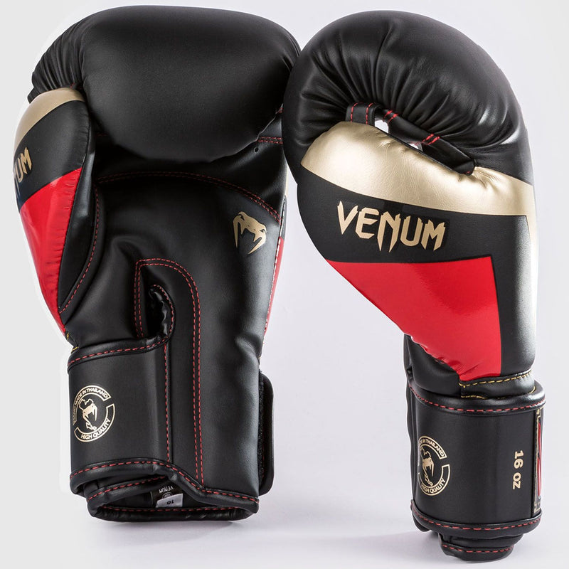 Boxing Gloves - Venum - 'Elite' - Black-Gold-Red