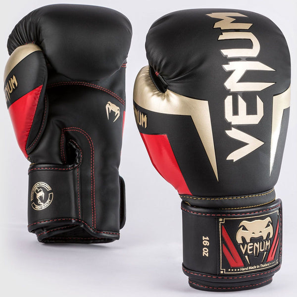 Boxing Gloves - Venum - 'Elite' - Black-Gold-Red