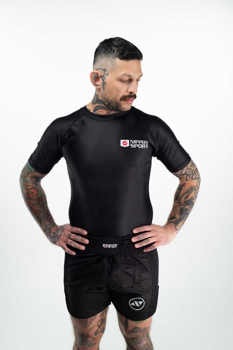 Rash Guard - Nippon Sport - 'Classic' - Short sleeves - Black