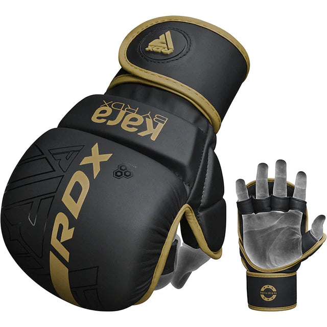 MMA Sparring gloves - RDX - 'F6 KARA' - Black/Gold