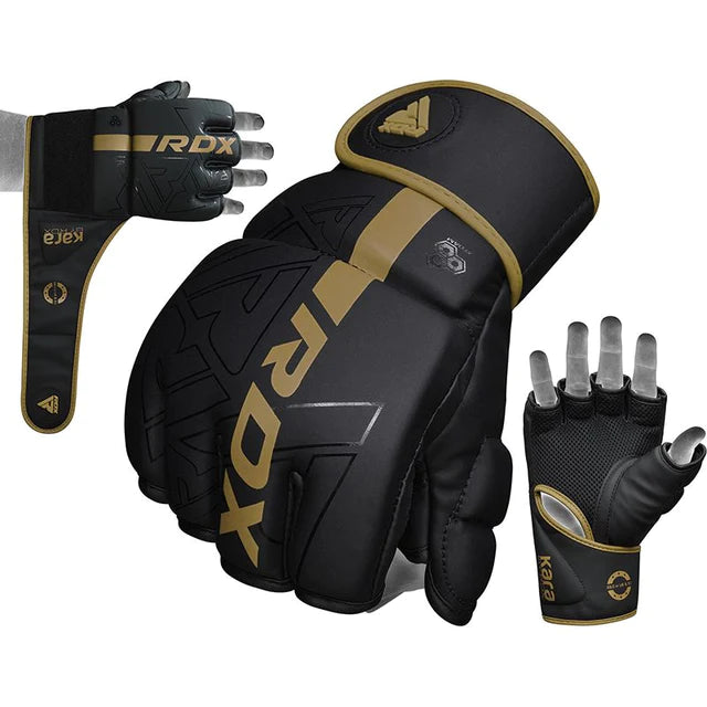 MMA Gloves - RDX - 'F6 KARA' - Black/Gold