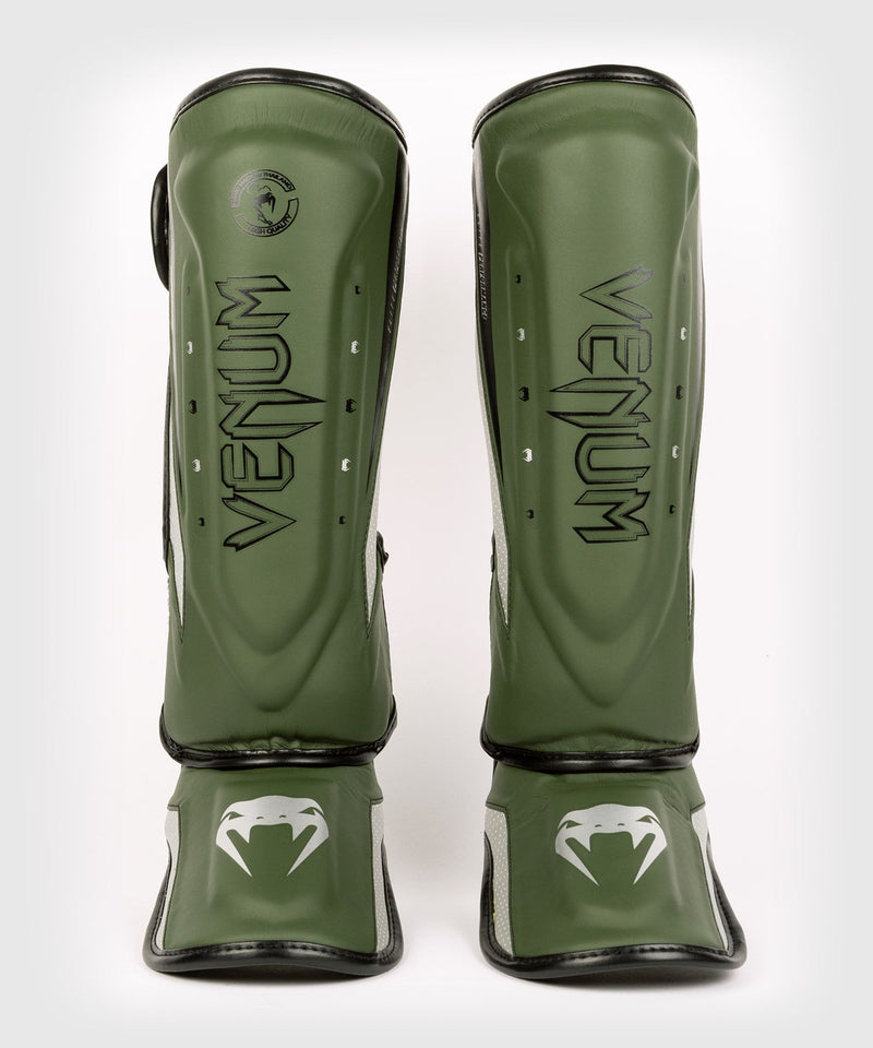 Venum Elite Evo Shinguards - Khaki/Silver