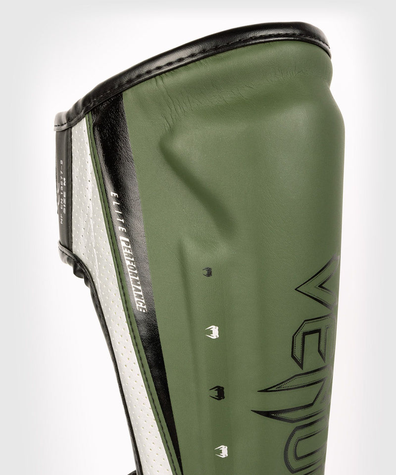 Venum Elite Evo Shinguards - Khaki/Silver