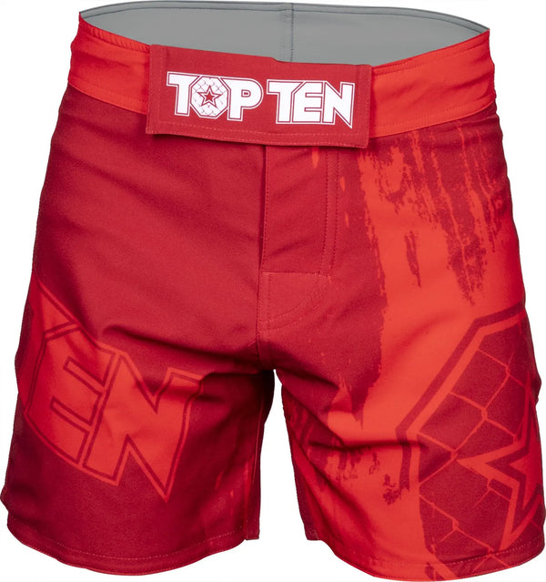 MMA-Shorts - TOP TEN - 'Power Ink' - Red