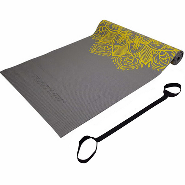 Yoga Mat - Tunturi - 'Tunturi PVC Yogamat 4mm Anthracite With Print' - Grey