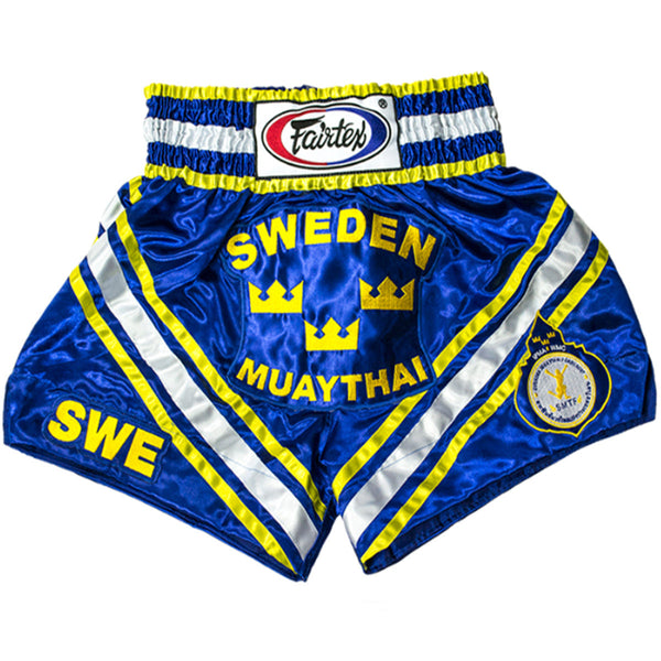Muay Thai Shorts - Fairtex - Sweden - Blue/Yellow