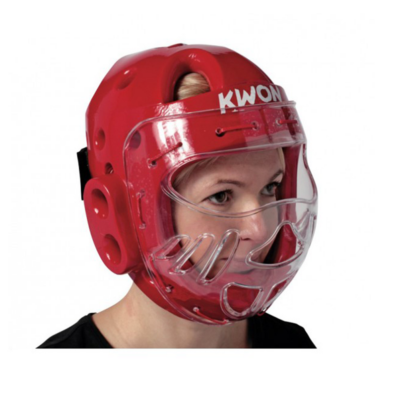 TKD Head Protector - KWON - KSL - Red - With Visor