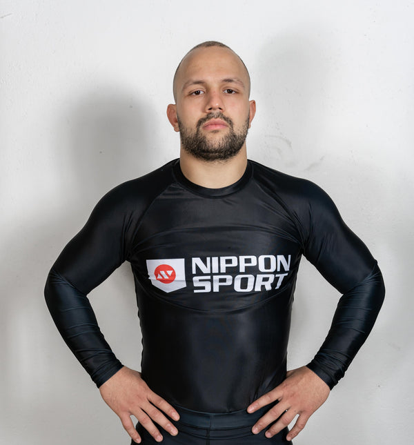 Rash Guard - Nippon Sport - 'Long sleeves' - big logo - Black