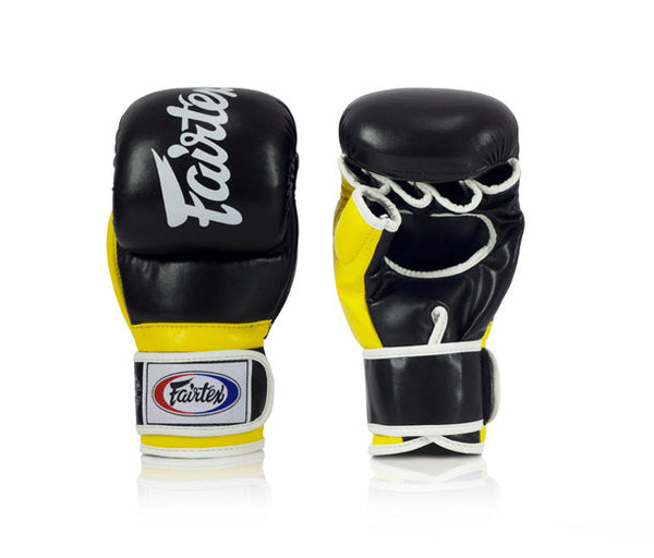 MMA sparring gloves - Fairtex - 'FGV18' - Black-Yellow