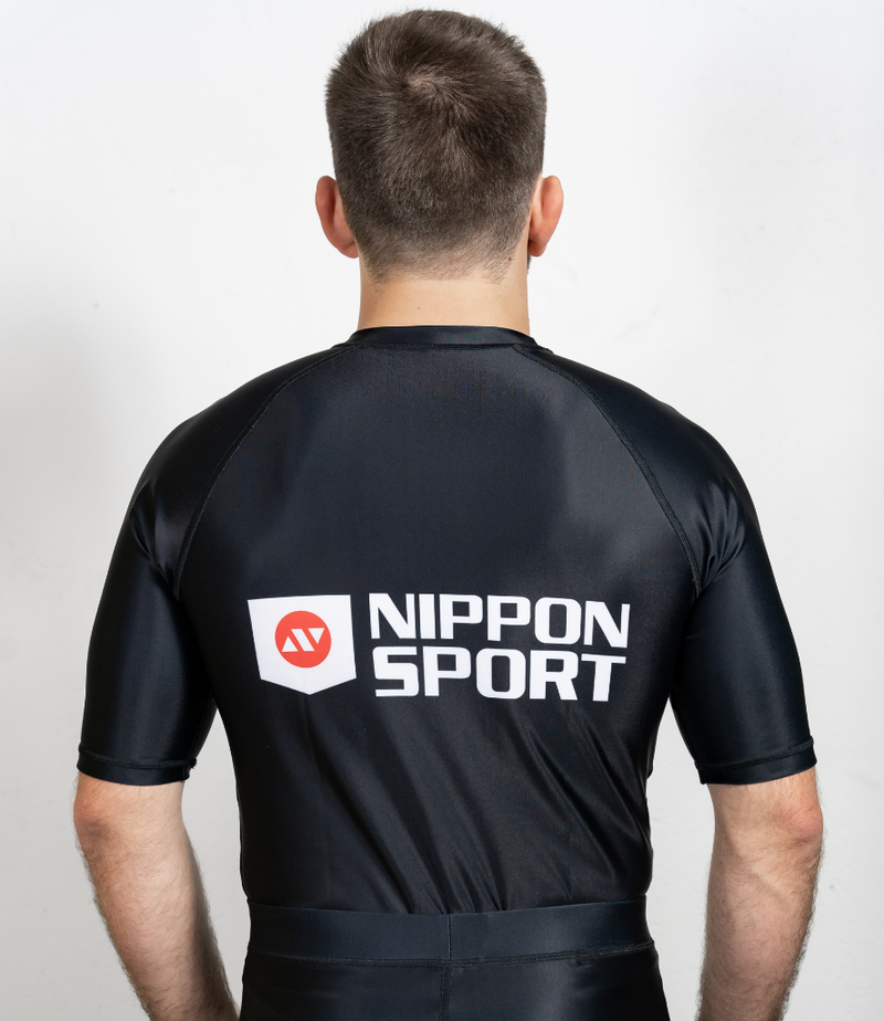 Rash Guard - Nippon Sport - 'Short sleeves' - big logo - Black